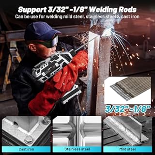 SeeSii Portable Electric ARC Weldeing Machine 220V with Auto Darking Goggles: Handheld Welder IGBT Inverter Welding Gun, 5 Variable Adjustment for Rods and Home DIY, Professional Use(Grey)