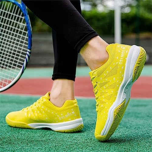Jakcuz Volleyball Shoes Lightweight Indoor Court Shoes for Women Breathable Outdoor Sports Shoes Suitable for Handball Pickleball Badminton Floorball Squash Yellow Size 5.5 - Thumbnail 5