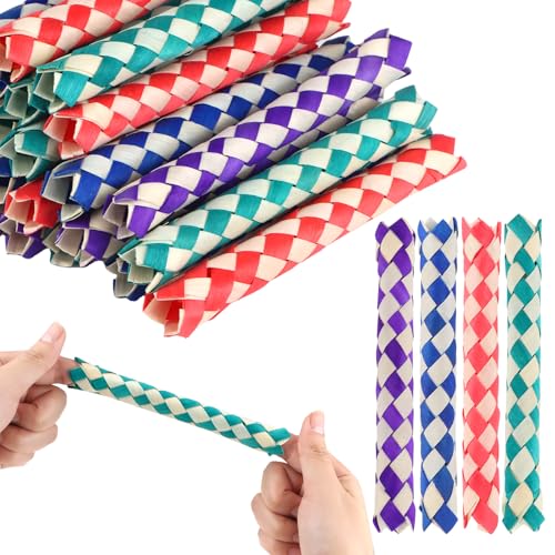 HO-SFSM 30 Pièces Piège à Doigts Chinois Traditionnel Jouet, Finger Traps pour Enfants et Adultes Cadeaux d'anniversaire (Couleurs Assorties)