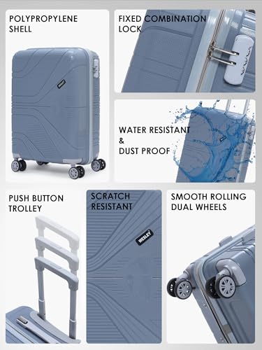 Image of Wesley Golfer Style Cabin 57 cm Small 8 Wheel Hard Case Trolley Bag Suitcase,(57cm, Grey)