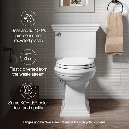 KOHLER K-35585 Cachet Recycled Plastic, Readylatch, Quiet-Close, Soft Close Round Toilet Seat - Image 2