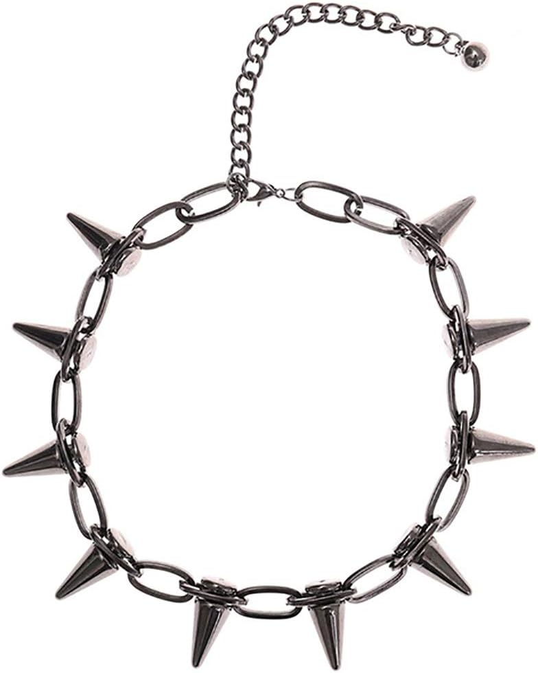 Spike Chokers for Women Choker Goth Necklaces Mens Chain Choker Collar Punk Streetwear Handmade Adjustable Vintage Rivet Jewelry