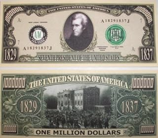 American Art Classics Pack of 5 - Andrew Jackson Million Dollar Bill