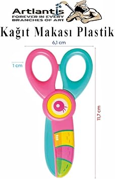 Sevimli Kağıt Makası 1 Adet Plastik Küt Uç Korumalı Okul Makası Çocuk Makas Okul Öncesi Kreş Anasınıfı