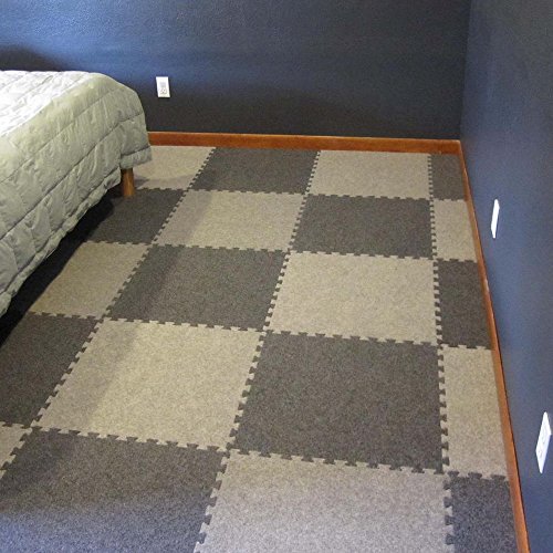 Greatmats Royal Interlocking 2x2 ft x 5/8 Inch Puzzle Carpet Tiles for Basement Flooring, Trade Show Booths, Theater Floors, Home Gyms, 25 Pack (Dark Gray)