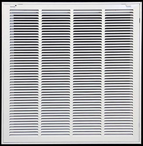 26" X 26" Steel Return Air Filter Grille for 1" Filter - Easy Plastic Tabs for Removable Face/Door - HVAC Duct Cover - Flat Stamped Face -White [Outer Dimensions: 27.75w X 27.75h]