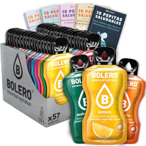 57 x Bebida Bolero Drinks MIX Sabores VARIADOS (57x9 grs) – Hidratación Saludable y Natural – Alternativa al Agua con Vitamina C y Extracto de Stevia + 50 Pepitas Saludables Cia&Co