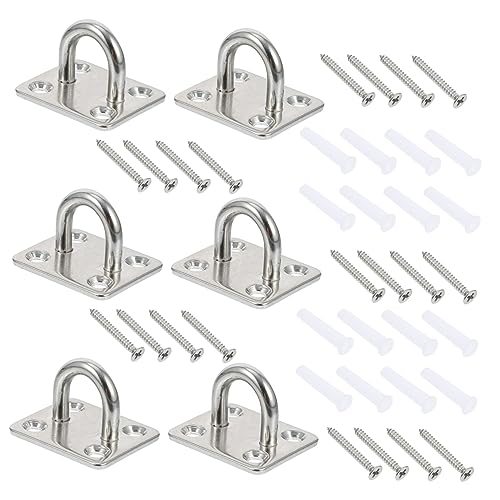TIDTALEO 6Pcs Stainless Steel Square Buckles Shaped Pipe Hanging Anchors for Fitness Equipment Heavy Duty Wall Mount Hooks Smooth Surface Reliable and