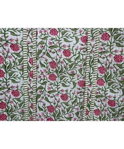 Image of Quilted Cotton Handprinted Reversible Large multicolor Floral Tote Bag,Hand Block Print Shopping Shoulder Carry Bag