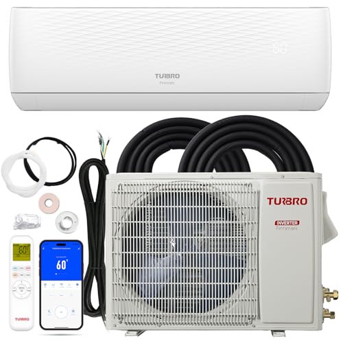 TURBRO TURBRO 9,100 BTU Ductless Mini Split AC/Heat Pump, 20.5 SEER2 Inverter, WiFi Smart Control, R32 Refrigerant, 115 V Pre-Charged System, AHRI Certified, Finnmark Series