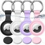 Joremx para AirTag Funda, 4 Pack (Negro+Blanco+Morado+Rosa)