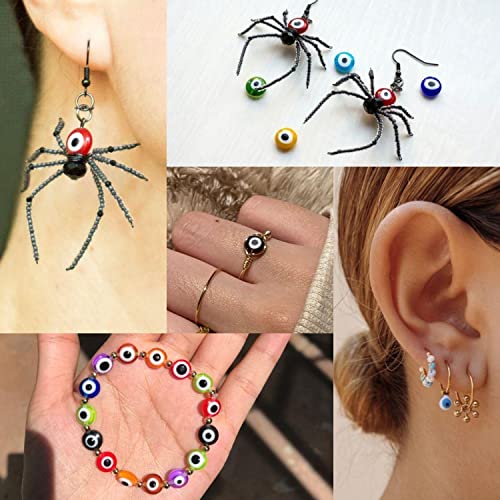 Phunttek 2400Pcs Seed Beads And Evil Eye Beads Halloween Beads For Jewelry Making, 3Mm Glass Seed Beads 8Mm Flat Evil Eye Colorful Bracelet Beads Kit For Bracelets Making Diy Gift Beading Supplies #TOP3