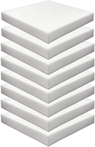 Foamma Paquete de 8 espuma de alta densidad de espuma de tapicería HD de 2 x 18 x 18 pulgadas (paquete de 8 cojines de silla de espuma cuadrada para