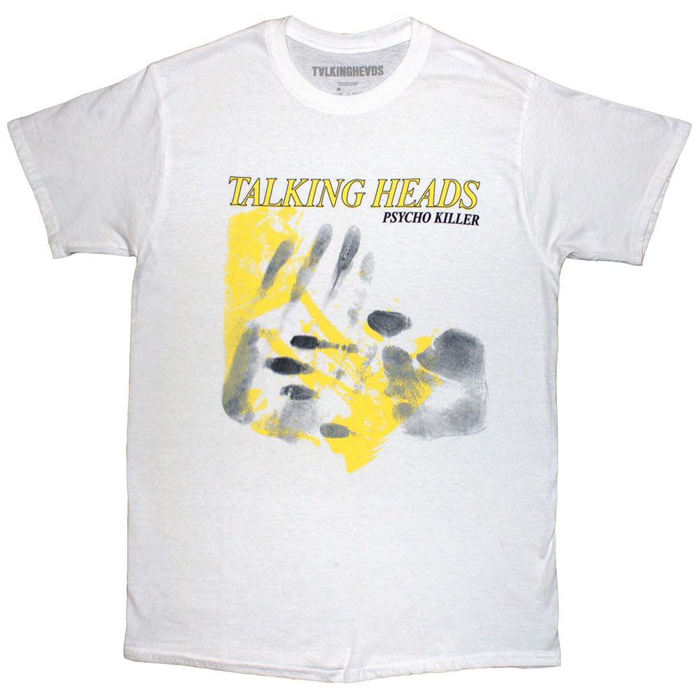 Rock Off officially licensed products Talking Heads Psycho Killer Hands T Shirt, White, L