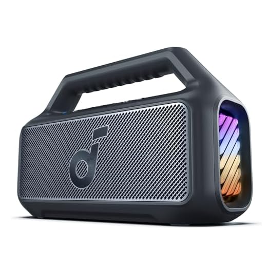 soundcore Boom 2 da Anker, alto-falante 80W, Subwoofer, BassUp 2.0, 24H, IPX7 à Prova d’Água, Flutuante, Luzes RGB, USB-C, Equalizador Personalizado, Bluetooth 5.3, Portátil para Camping e Praia