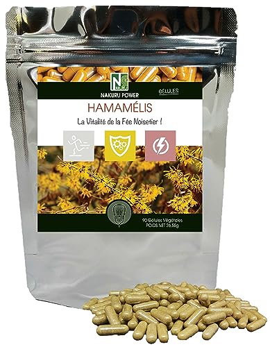 NAKURU | Hamamélis | Gamme Power | Fabriqué en France | La Vitalité de la Fée Noisetier! (90 Gélules Végétales de 295mg / Poids Net: 26,55g)