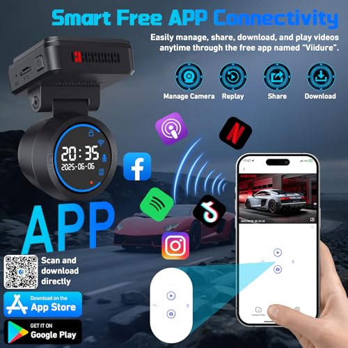 Image of Dash Cam Front 4K Dash Camera for Cars Built-in WiFi /APP Control Dashcams for Cars, 1.2 inch IPS Touch Screen Dash Cam with Free 32GB Card,170Wide Angle, G-Sensor, Night Vision, 24H Parking Mode Dashcam