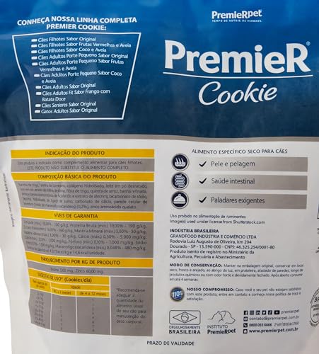 Premier Pet Biscoito Premier Cookie Para Cães Filhotes 250G Raça Filhotes