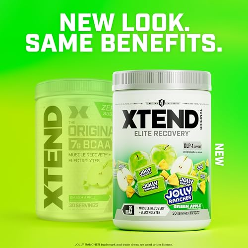 Image of Xtend Original BCAA Powder, 7g BCAAs and 2.5g L-Glutamine for Muscle Recovery, Hydration, and Lean Muscle, Sugar Free Intra and Post Workout Drink with, Green Apple Jolly Rancher, 30 Servings