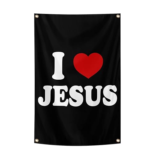 I Love Jesus 2x3 Feet Flag - Christian Tapestry Polyester