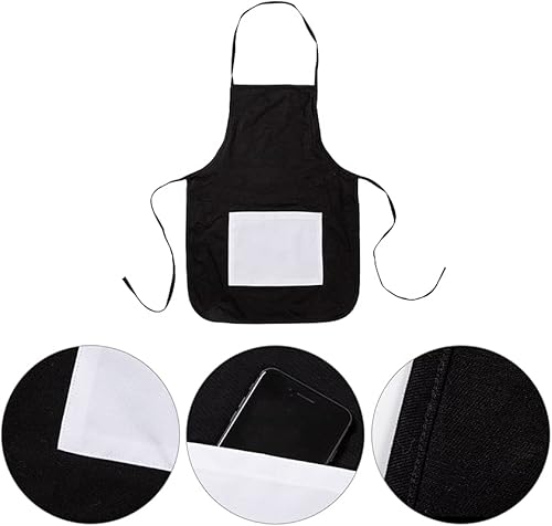 Miniatura 3 de Sublifun 2 piezas sublimación niños delantal blanco negro con bolsillos blancos para cocina hornear 24 x 17 pulgadas