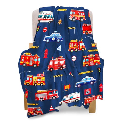 Fire Truck Fleece Plush Blanket for Kids