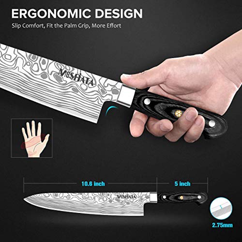 MOSFiATA Chef Knife 10 Inch Super Sharp Professional Kitchen Knife with Finger Guard in Gift Box, German High Carbon Stainless Steel EN.4116 Cooking Knife with Micarta Handle - image 3