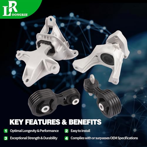 LOONGRIE Engine Motor and Transmission Mount Kit Compatible with 2018-2022 Accord 1.5L L4 Engine, Replace OE A65109 50820TVAA11 A65126 50880TVAA11 A65128 50890TVAA11 A65112 50850TVAA13 Set of 4 by loongrie - Image 4