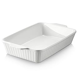 Kitchen Supplies - DOWAN Casserole Dish, 9x13 Ceramic Baking Dish, Large Lasagna Pan Deep for Oven, 4.2 Quarts Baking Pan with Handles, Oven Safe and Durable Bakeware for Lasagna, Home Decor, Wedding Gift, Soft White