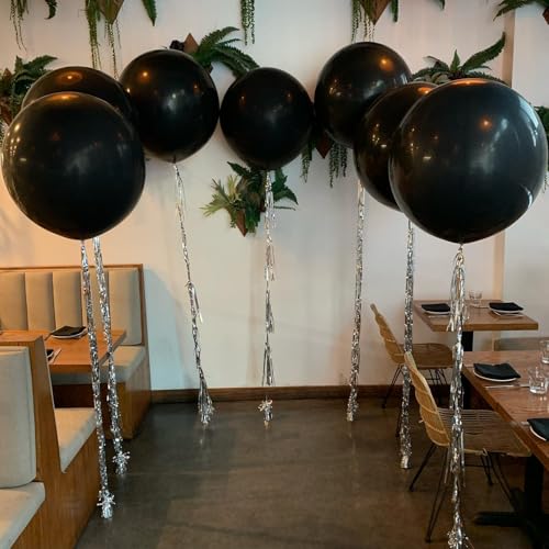Image of 36 Inch Black Balloons - 9Pcs Giant Black Balloons Jumbo Large Thick Big Latex Balloons for Birthday Baby Shower Wedding Anniversary Graduation Photo Shoot Christmas New Year Party Decorations