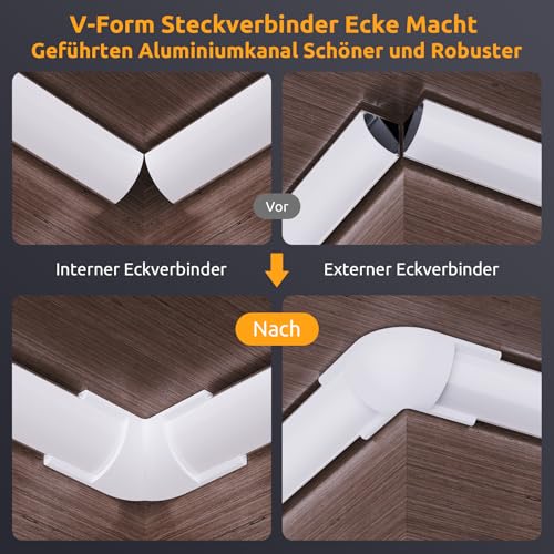 Chesbung 90 Grad Eckverbinder nur für Chesbung V-förmiges LED-Aluminiumprofil (ASIN:B07PSN77DY, B07PRJ95YD, B07KR62KKT), inklusive Schrauben