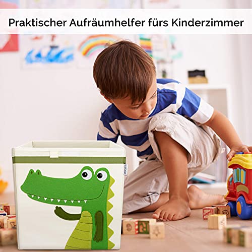 GLÜCKSWOLKE Aufbewahrungsbox Kinder - 15 Motive I Spielzeugkiste mit Deckel für Kinderzimmer I Spielzeug Box Krokodil (33x33x33) zur Aufbewahrung im Kallax Regal I coole Dschungel Spielkiste