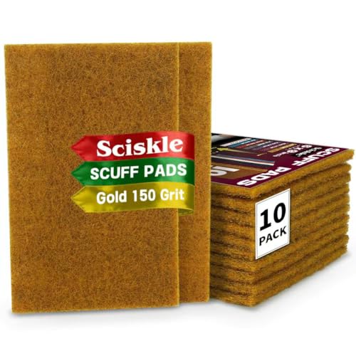 6' X 9' Gold Coarse Scuff Pads, 10 Pack – Non-Woven Hand Pads For Aggressive Cleaning, Scuffing, Scouring, Sanding, Rust & Paint Removal – Reusable Aluminum Oxide Abrasive Pads