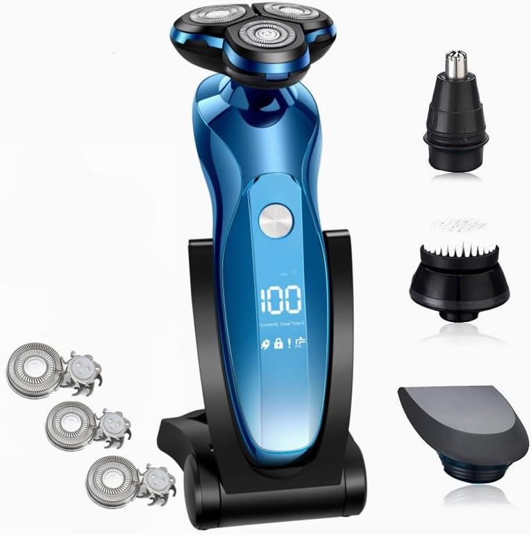 Head Shaver for Men, Electric Shaver Rotary Shaver Electric Razor Beard Trimmer Rechargeable Hair Cutting Shaving Machine Clipper for Men Waterproof (Color : ZN3013-2 with LCD)