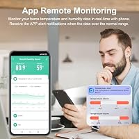 WLAN Thermometer Hygrometer, Intelligente Temperatur und Luftfeuchtigkeit sensor Messgerät mit Fernüberwachungs App, Innentemperatur Feuchtigkeitssensor mit Datenspeicher Export, kompatibel Alexa.2PCS – Ansicht 3