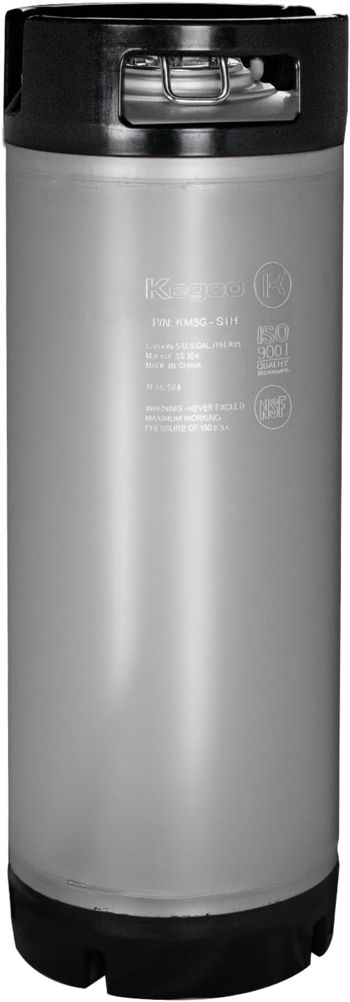 Kegco 5 Gallon Ball Lock Keg-RubberHandle, 1, Stainless Steel