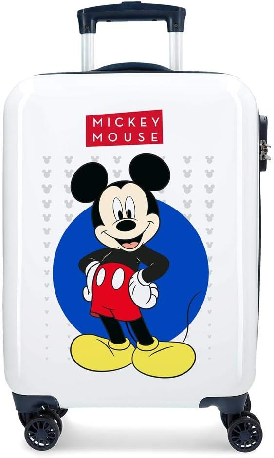 Mickey Enjoy the Day White Cabin Suitcase 40x55x20 cm Rigid ABS Combination lock 34 Litre 2.8 Kg 4 Double Wheels Hand Luggage