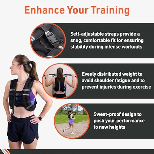 Body Sport Weighted Vest - Adjustable Fitness Vest for Strength Training, Running, Walking, and Endurance Workouts