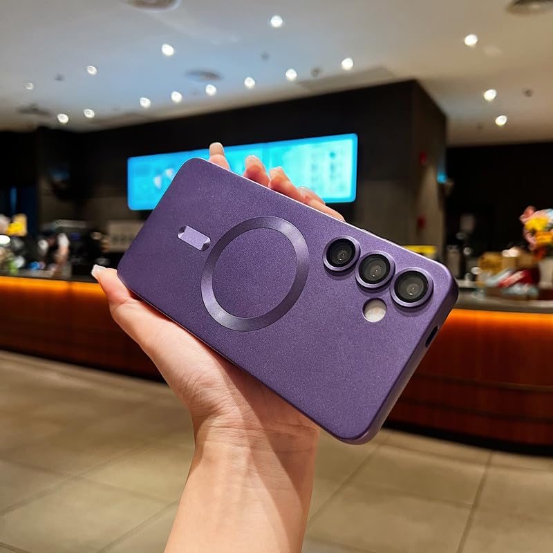 Image of LuxuryKase Premium MagSafe Case for Samsung Galaxy S24 | Shockproof & Anti-Scratch Cover | Soft Silicone with Wireless Charging | Camera Lens Guard - Purple
