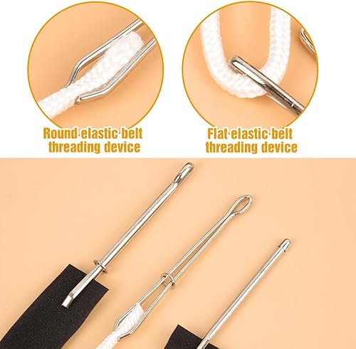 Miniatura 4 de Juego de herramientas de enhebrador de cordón de metal con pestillo, clips de cuerda fáciles de coser, reemplazo de clip de cuerda para sudaderas,