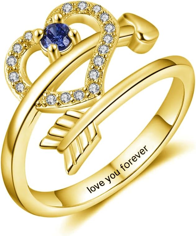 - Solid 10K 14K 18K Gold Personalized Name Ring with CZ Birthstone for Women,Custom 1 Birthstone Engrave Any Name Rings for Mom Grandma Wife Girlfriend Christmas Birthday Gifts