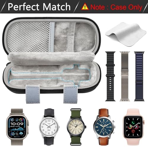 ANKHOH Single Watch Travel Case - Portable Hard Shell Watch Organizer for Men & Women, Fits Smart Watches & Large Dials, Soft Inner Lining with Detachable Hand Strap (Case Only) by ANKHOH - Image 5