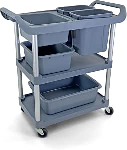 Commercial Restaurant Utility Storage Cart with 5 Bus Tubs