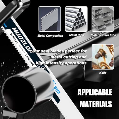 Image of 5 Pack 9 inch Reciprocating Saw Blades Set, 14 /18TPI High Carbon Saw Blades, Metal Saw Blades with Organizer Case (5, 14 /18TPI /9 inch)