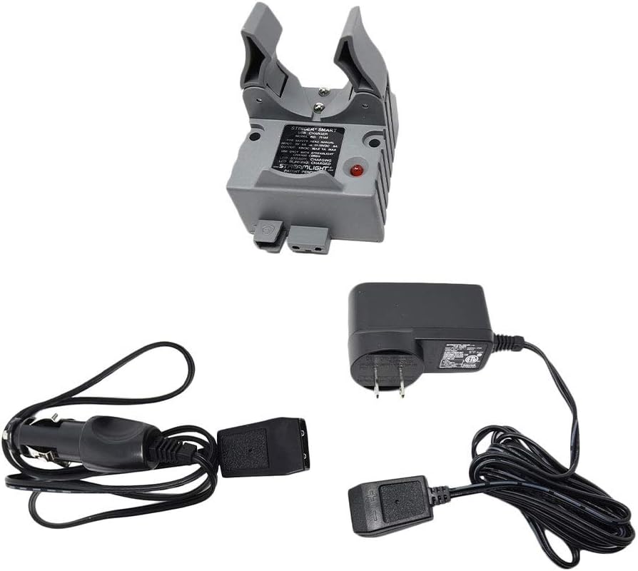 STREAMLIGHT Stinger Smart Charger Holder with 100V/120V AC Charge Cord and 12V DC Car Charge Cord - Intended for Use with Stinger Series Flashlights