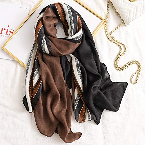 Bufanda de algodón para Mujer de Verano a Cuadros Playa Hijab Chales y Abrigos Pañuelo de Diseñador Foulard Femenino (Color : C)