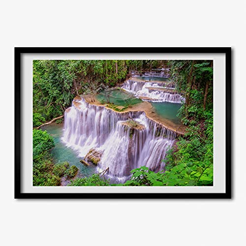 Cadre en bois 70x50 pour habiller un mur vide avec cette affiche cascade Thaïlande