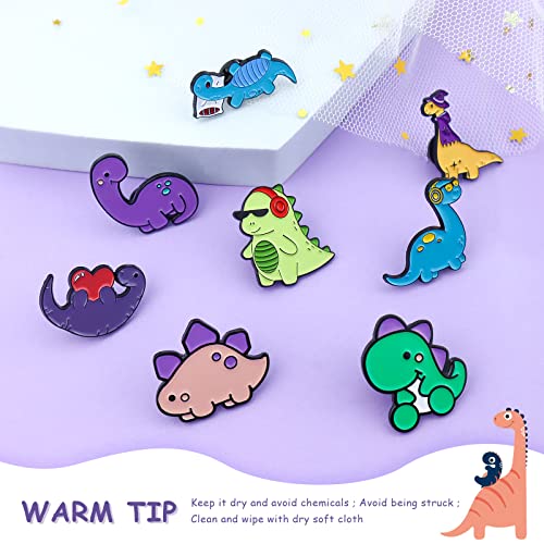 Image of Cute Dinosaur Enamel Lapel Pin Set, LEEFONE 8 PCS Cartoon Animal Brooch Pin, Novelty Animal Pattern Badges Brooch Pins for Clothing Bags Jackets Accessories Supplies DIY Crafts Women Men