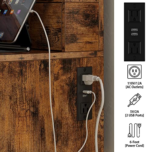 Ironck Vanity Desk Set With Led Lighted Mirror & Power Outlet, Makeup Vanity Table With 4 Drawers,Storage Bench,For Bedroom, Bathroom, Vintage Brown #TOP3