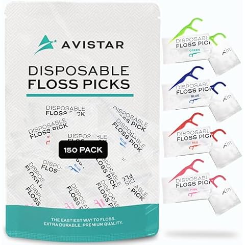 450 Individually Wrapped Floss Picks - Multi-Color Travel Floss Picks - Easy Grip Disposable Floss Picks - Dental Flossers for Teeth - Gently Removes Plaque & Food Particles Between Teeth Cover